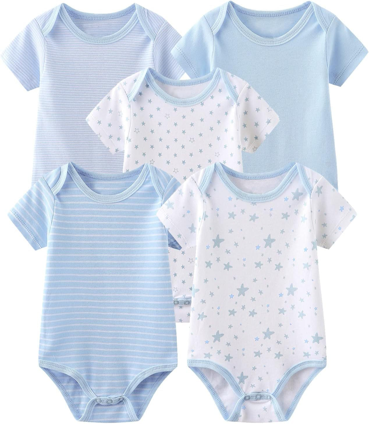 Unisex Baby Short Sleeve Bodysuits Newborn Clothes Cotton Preemie Layette Set