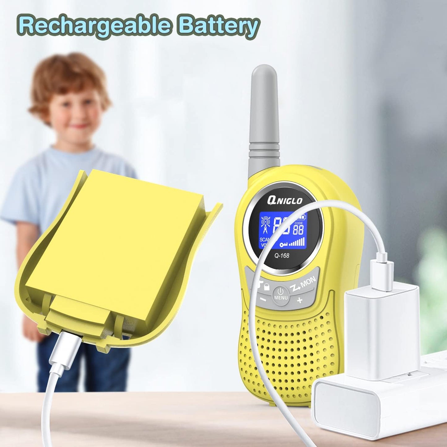 Kids Walkie Talkies 2 Pack, 22 Channel 2KM Rechargeable Walkie Talkies for Kids, Outdoor Camping Hiking Christmas Toys for Kids, Ideal Walkie Talkies for Kids Gifts for Boy Girl 3-12 Years Old