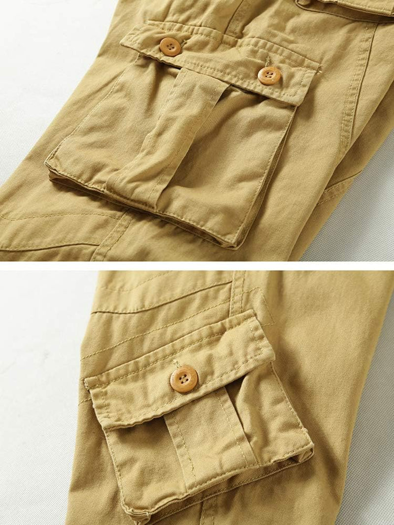 Men'S Relaxed Fit Cargo Pants Outdoor Hiking Pants Cotton Casual Pants Work Pants with Pockets Lightweight Khaki