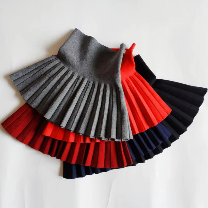 2024 Autumn Winter Baby Toddler Girls High Waist Knitted Mini Tutu Skirt Princess Pleated Skirts for Kids Girl Children Clothes