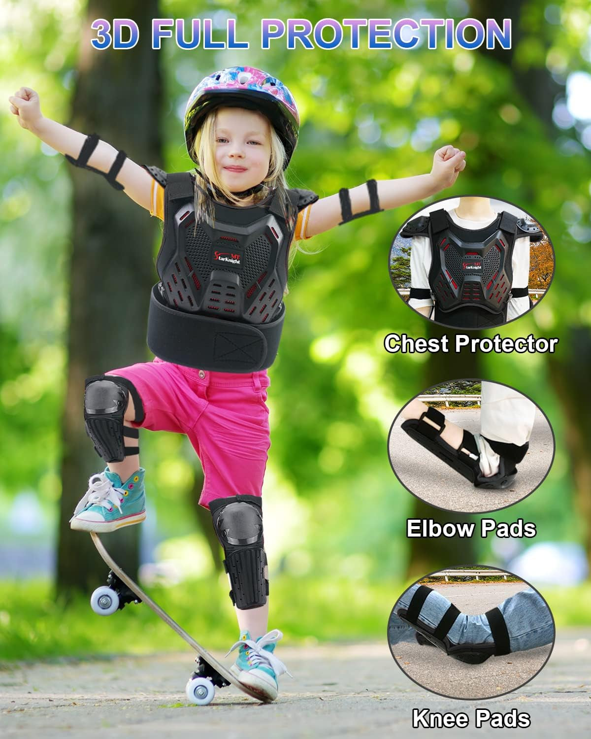 Kids Motorcycle Armor Suit Dirt Bike Gear - Youth Motocross Riding Protector, 2 Sets( Black and Blue)