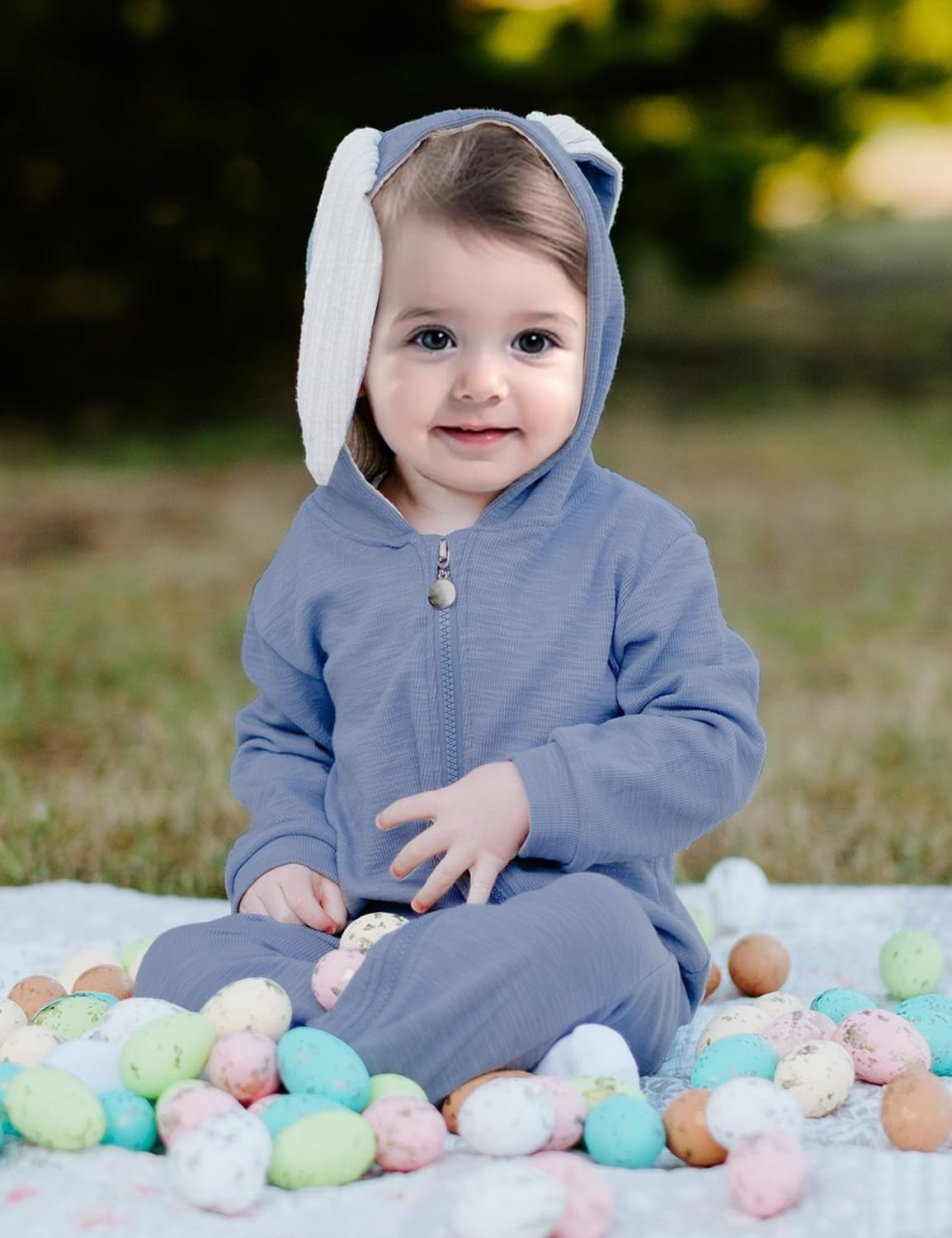 Babys Bunny Costume One Piece 3D Rabbit Ear Easter Halloween Costume Size 0-24 Months