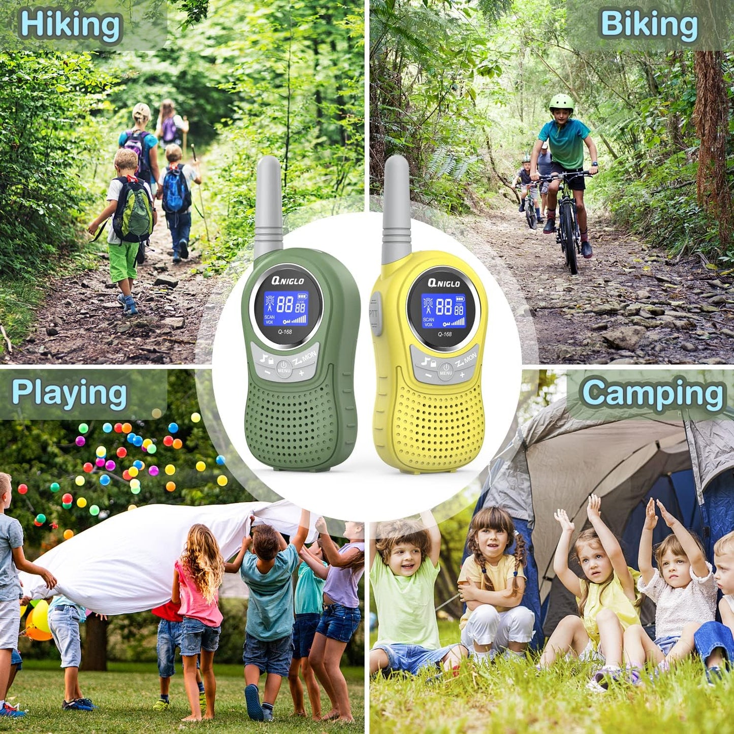 Kids Walkie Talkies 2 Pack, 22 Channel 2KM Rechargeable Walkie Talkies for Kids, Outdoor Camping Hiking Christmas Toys for Kids, Ideal Walkie Talkies for Kids Gifts for Boy Girl 3-12 Years Old