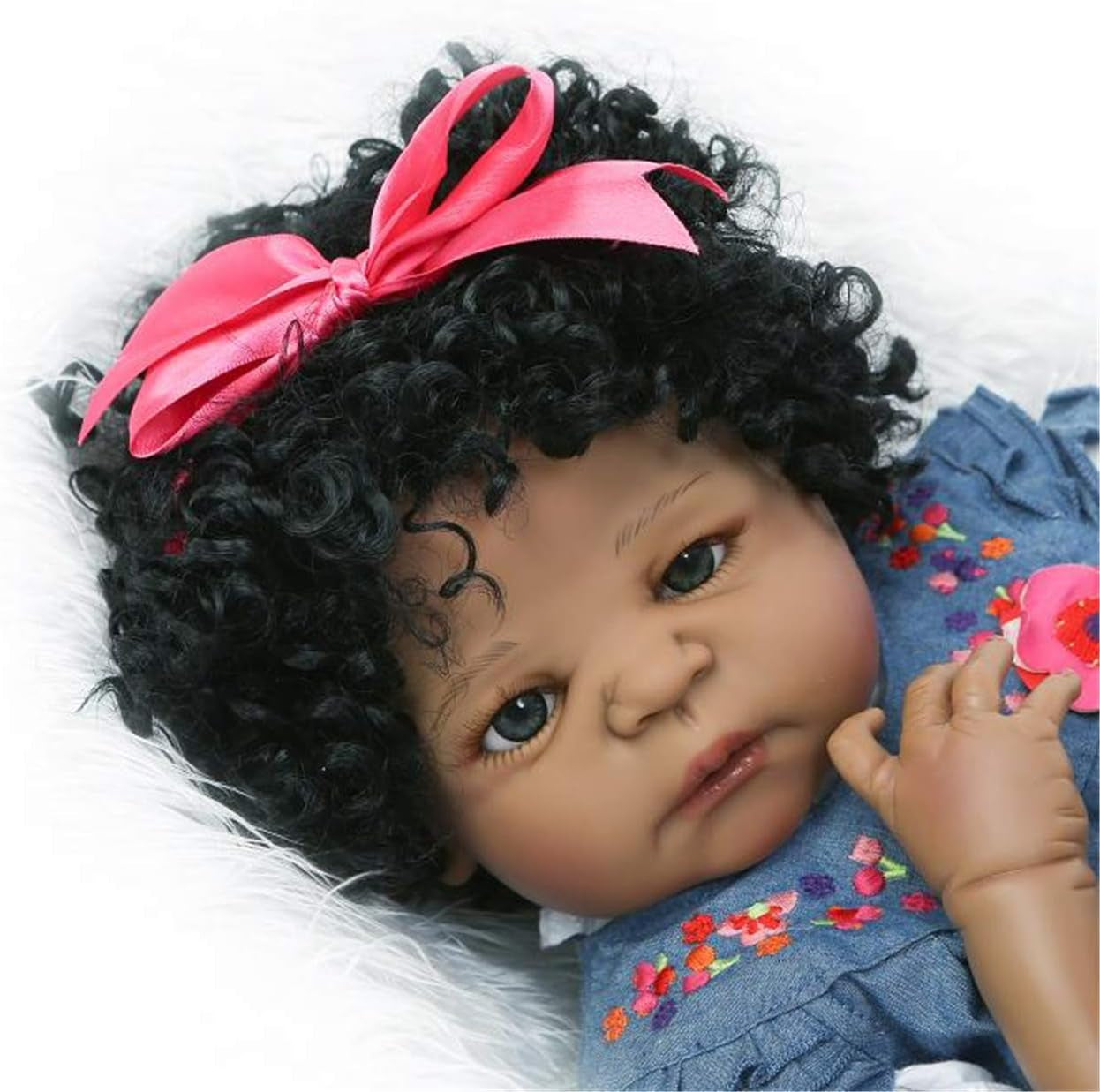 Black Reborn Baby Dolls Boys 23Inch Realistic Silicone Full Body Reborn Toddler Size Boy Washable Babys African American Dolls Black Lifelike Newborn Dolls Best Gifts