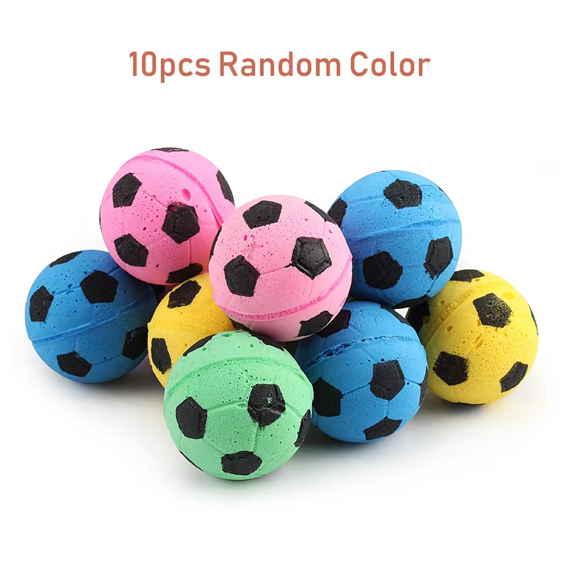 10Pcs Colorful Ball Cat Toy Pet Foam Footaball Play Pet Toys