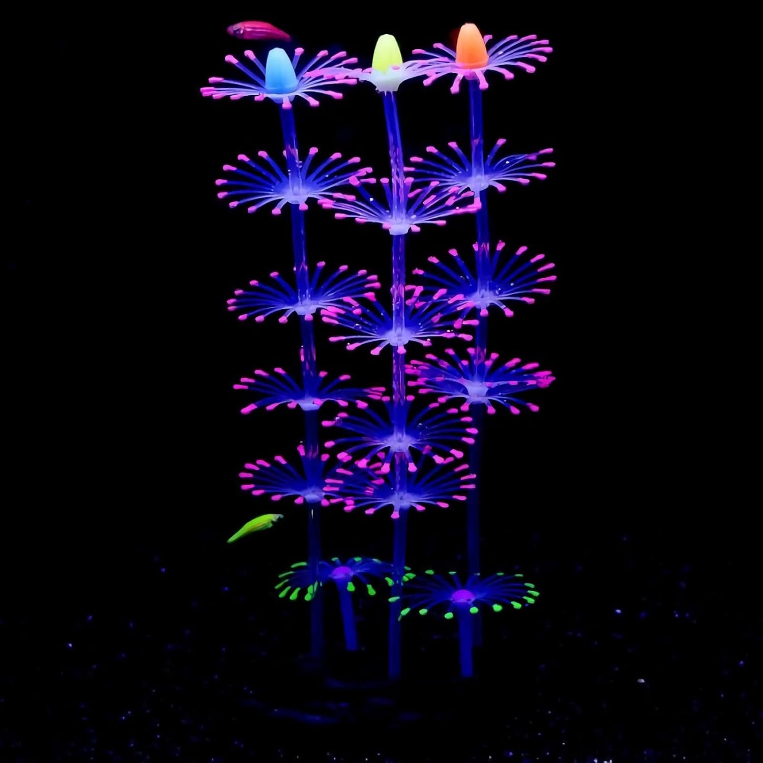 Glowing Aquarium Decorations 4(PCS) Fish Tank Decorations Accessories Glowing Silicone Plants Green 9.5 Oz