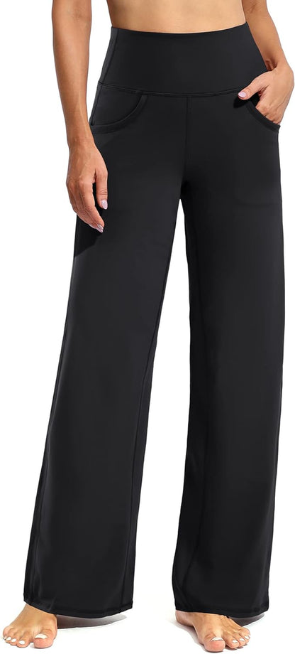 Wide Leg Pants Woman Yoga Pants with Pockets Stretch Loose Casual Lounge Sweatpants Petite/Regular/Tall