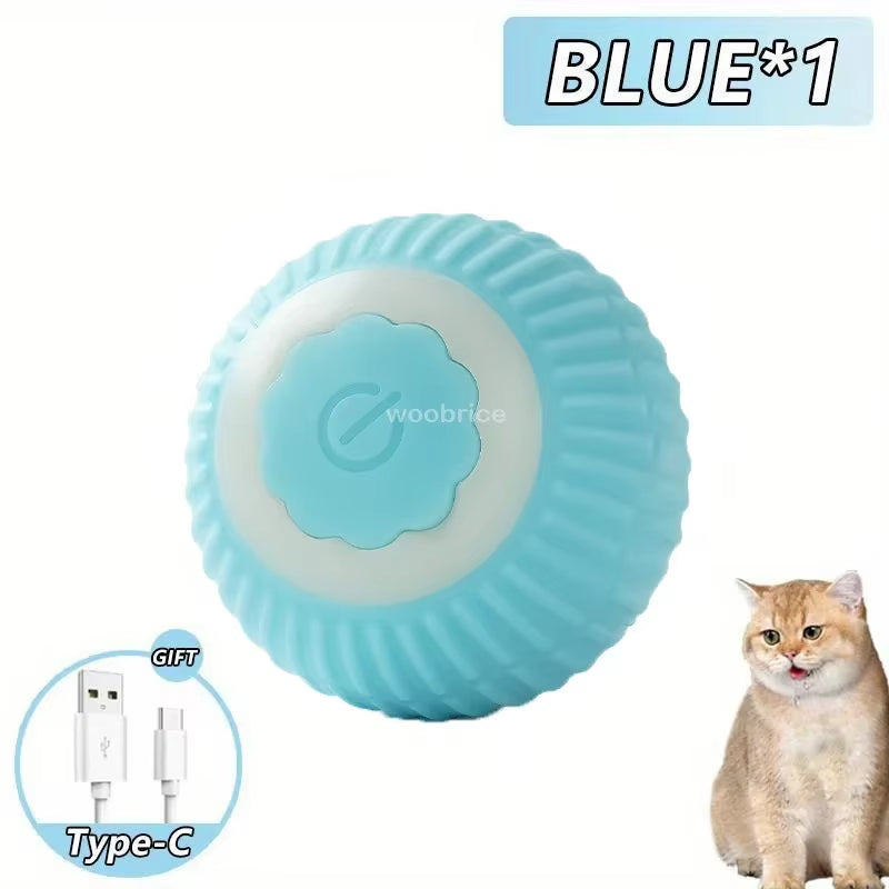 Interactive Cat Ball Toys Automatic Rolling Ball Faux Tail Rechargeable Pet Electric Toy Dog Cat Training Imitate Mouse Pet Toys