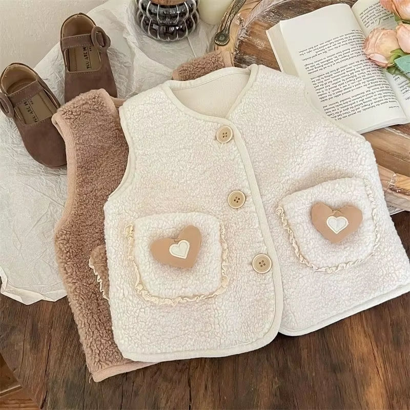 Sleeveless Children Vest Baby Girl Boy Plush Waistcoat Spring Autumn Kids Jacket Soft Children Clothes Thick Outerwear for Kids