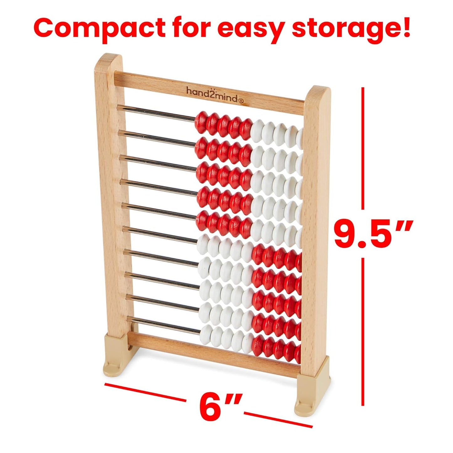 Mini 100 Bead Wooden Rekenrek, Abacus for Kids Math, Math Manipulatives Kindergarten, Counting Rack for Kids, Counters for Kids Math, Educational Toys for Elementary Kids (Set of 4)