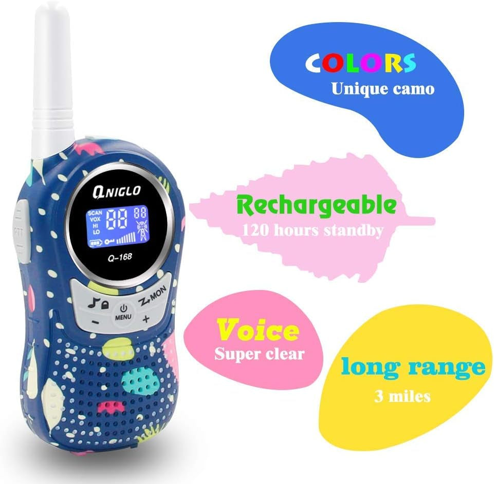 Walkie Talkies for Kids - Rechargeable Kids Walkie Talkies with Clear Sound, Long Range - Perfect Birthday for 3-8 Year Old Boys Girls - Outdoor Adventures, Camping, Hiking