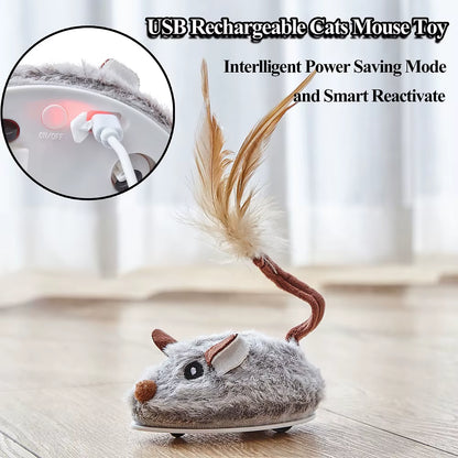 Electric Cat Toys Realistic Electric Mouse Cat Intelligent Sensing Random Motion USB Rechargeable Pet Toys