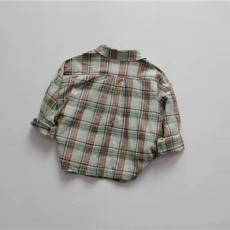 New Spring Autumn Baby Boys Plaid Shirts Korean Style Loose Casual Kids Shirts Children Clothes Tops