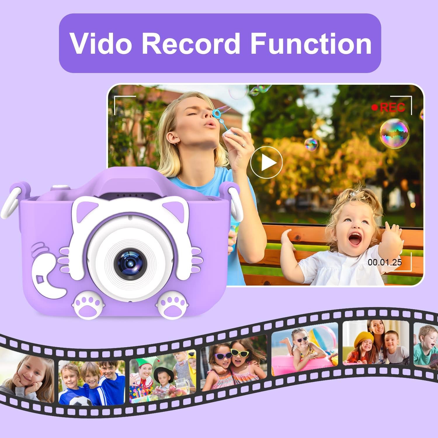 Kids Selfie Camera, Christmas Birthday Gifts for Boys Age 3-9, HD Digital Video Cameras for Toddler, Portable Toy for 3 4 5 6 7 8 Year Old Boy&Girls with 32GB SD Card