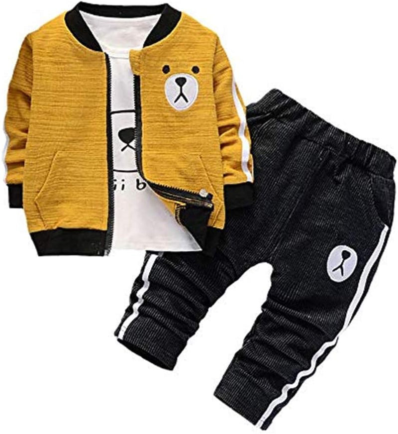 Baby Boy Clothes Toddler Infant Outfits for Boys 3 Piece Suit Long Sleeve+Jacket+Pants