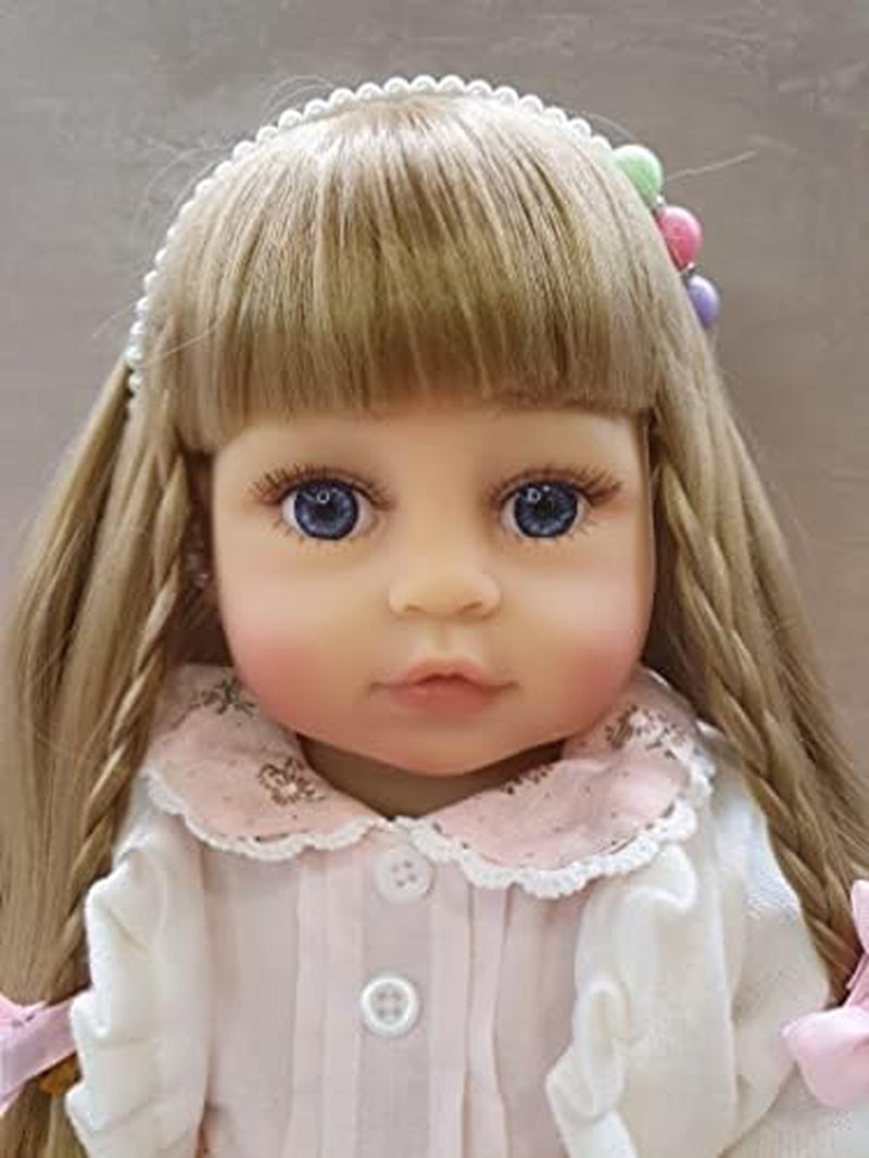 Full Silicone Reborn Baby Dolls Girl Realistic 22 Inches 55Cm Toddler Babies Doll with Cute Open Eyes (Blonde Hair)