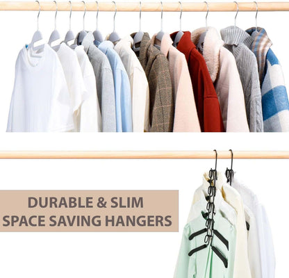 Space Saving Hangers 4 Pack, Durable Closet Organizers and Storage, Multi Layer Clothes Hangers, Premium Magic Hanger, Non-Slip Coat Hangers, Slim Wardrobe Closet Organizer Hanger Black