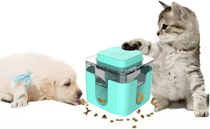 Automatic Pet Feeder.Dog Feeder Treat Toys.Funny Dog and Cat Toy.Boosts Pet Brain Function.Pets Food Catapult Feeder (Blue) 6.9*6.8*6.6Inch