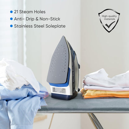 Steam Iron for Clothes Lightweight Portable Iron with Non Stick Ceramic Soleplate anti Drip Vertical Irons for Ironing Clothes Self-Clean Auto-Off Function Small Size for Home Travel…