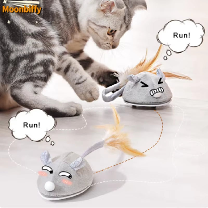 Electric Cat Toys Realistic Electric Mouse Cat Intelligent Sensing Random Motion USB Rechargeable Pet Toys