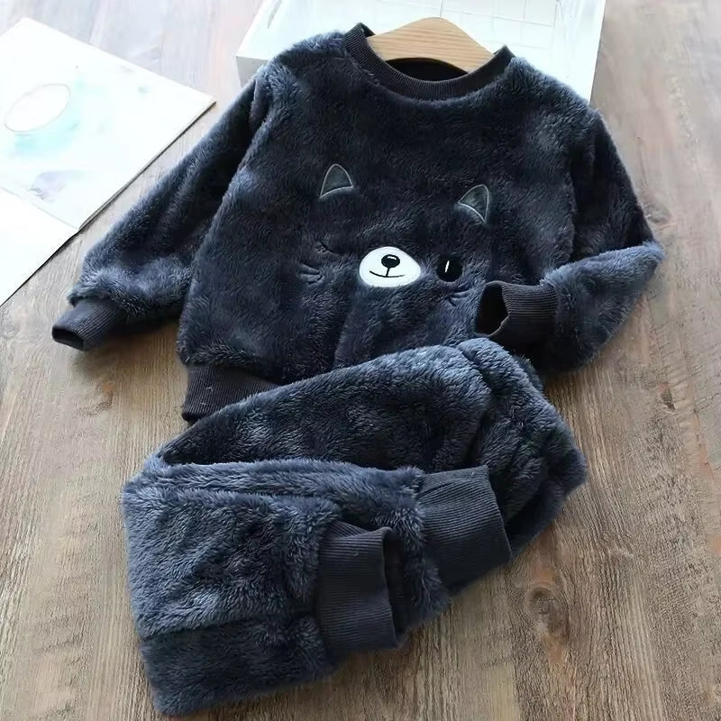 Children'S Pajama Sets Bear Tops + Pants 2Pcs Kids Pajamas Winter Girl Clothing Sets 2 to 6Years Children Clothes Boys Sleepwear