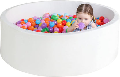 Extra Large Foam Ball Pit for Toddlers, 47X14 Inch Soft Baby Ball Pit with Washable Velvet Cover (Balls Not Included)-White