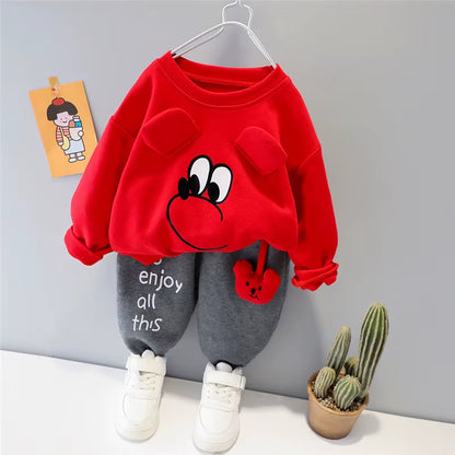 2023 New Clothing Set Sweater+Pants 2Pcs for Girls Boys Outfit Cotton Warm Costume Winter Children Clothes Suit 1-4Y