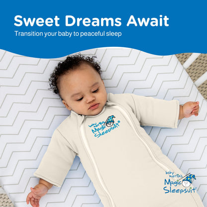 Transition Product - 6-9 Months Swaddle Transition Sleepsuit - Soft Cotton Material with Double Zipper for Easy Diaper Changes - Promotes Safe Sleep for Babies - Cream