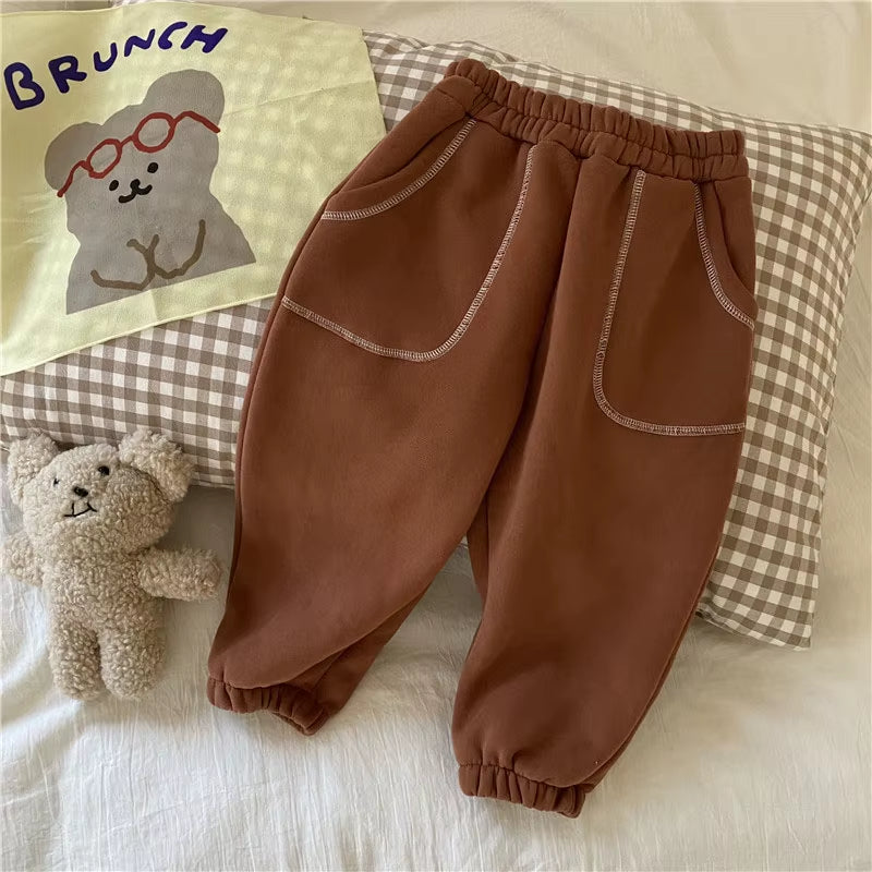 Kids Clothes Thicken Girls Pants Casual Boys Pants