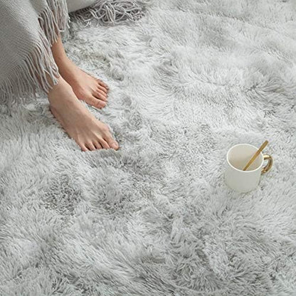 Soft Indoor Modern 6X9 Area Rugs Warm Soft Rug for Bedroom Decor Living Room Kitchen Non-Slip Plush Fluffy Comfy Babys Care Crawling Carpet Grey