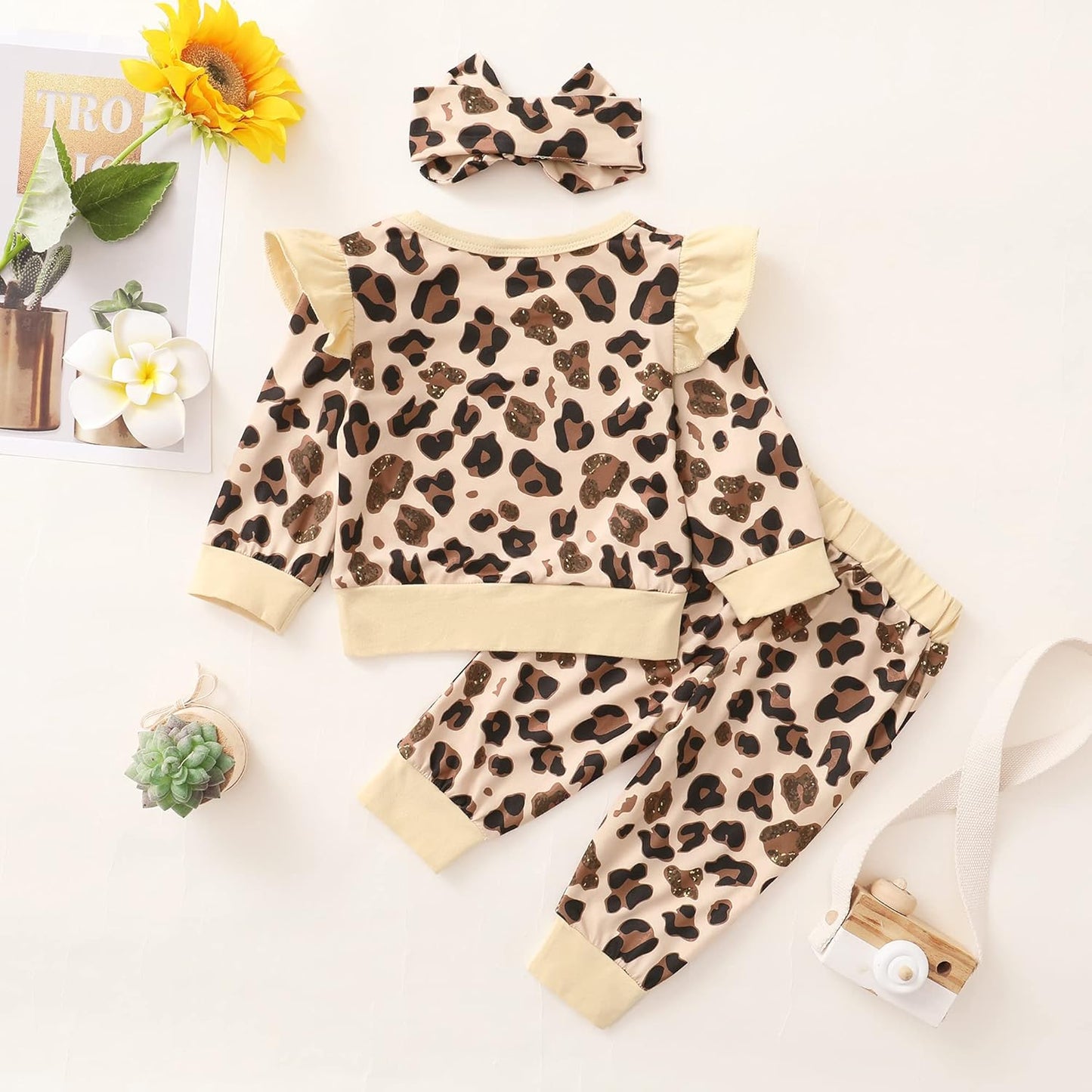 Infant Girl Clothes Outfits Fall Winter Baby Girl Gifts Sets Ruffle Long Sleeve Spring Fall Winter Baby Girl Clothes 3-6 Months Khaki