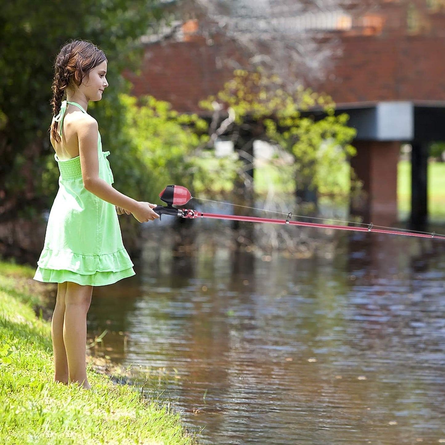 Kids Fishing Pole Pink, Portable Telescopic Fishing Rod and Reel Combo Kit - with Spincast Fishing Reel Tackle Box for Girls, Youth