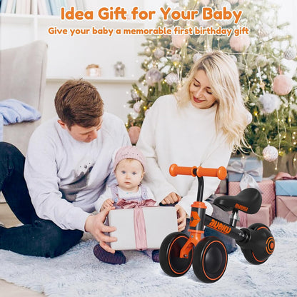 Baby Balance Bike for 1 Year Old Boy Gifts Toddler Bike for One Year Old Toys 1 St First Birthday Gifts Baby Toys 12-24 Months, Orange Black