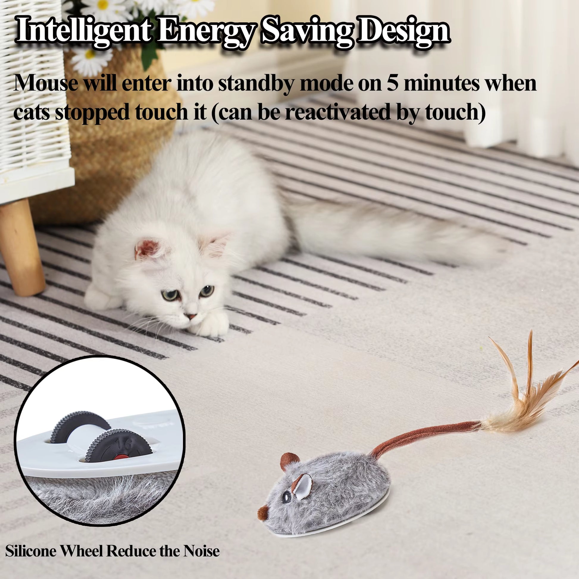 Electric Cat Toys Realistic Electric Mouse Cat Intelligent Sensing Random Motion USB Rechargeable Pet Toys