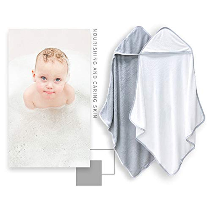 2 Pack Baby Bath Towel - Rayon Made from Bamboo, Ultra Soft Hooded Towels for Babies,Toddler,Infant - Newborn Essential -Perfect Baby Registry Gifts for Boy Girl