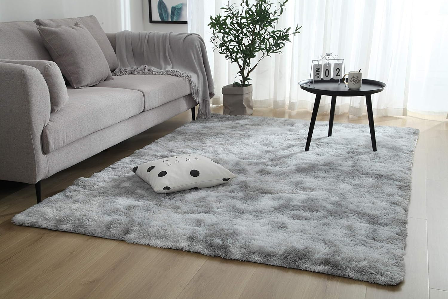 Soft Indoor Modern 6X9 Area Rugs Warm Soft Rug for Bedroom Decor Living Room Kitchen Non-Slip Plush Fluffy Comfy Babys Care Crawling Carpet Grey