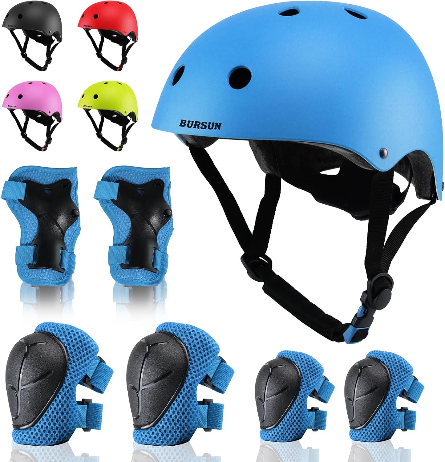 Kids Bike Helmet Set, Adjustable Toddler Helmet for Ages 2-8 Kids with Knee, Elbow & Wrist Pads | Multi-Sport Helmet for Skateboard Cycling Scooter Rollerblading