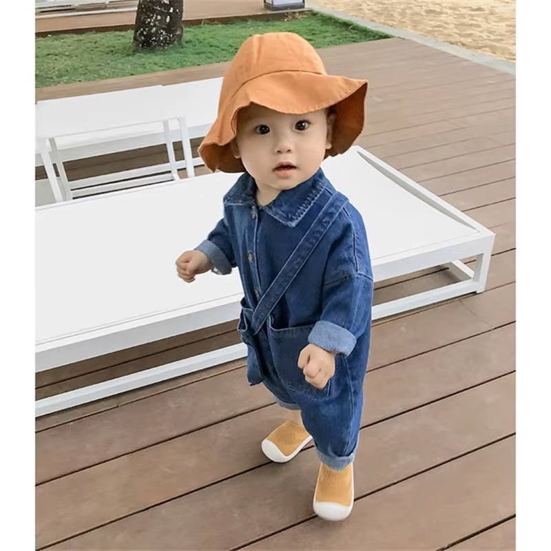 2023 Soft Denim Baby Romper Solid Infant Clothes Newborn Jumpsuit Babies Boys Costume Cowboy Fashion Jeans Children Clothes