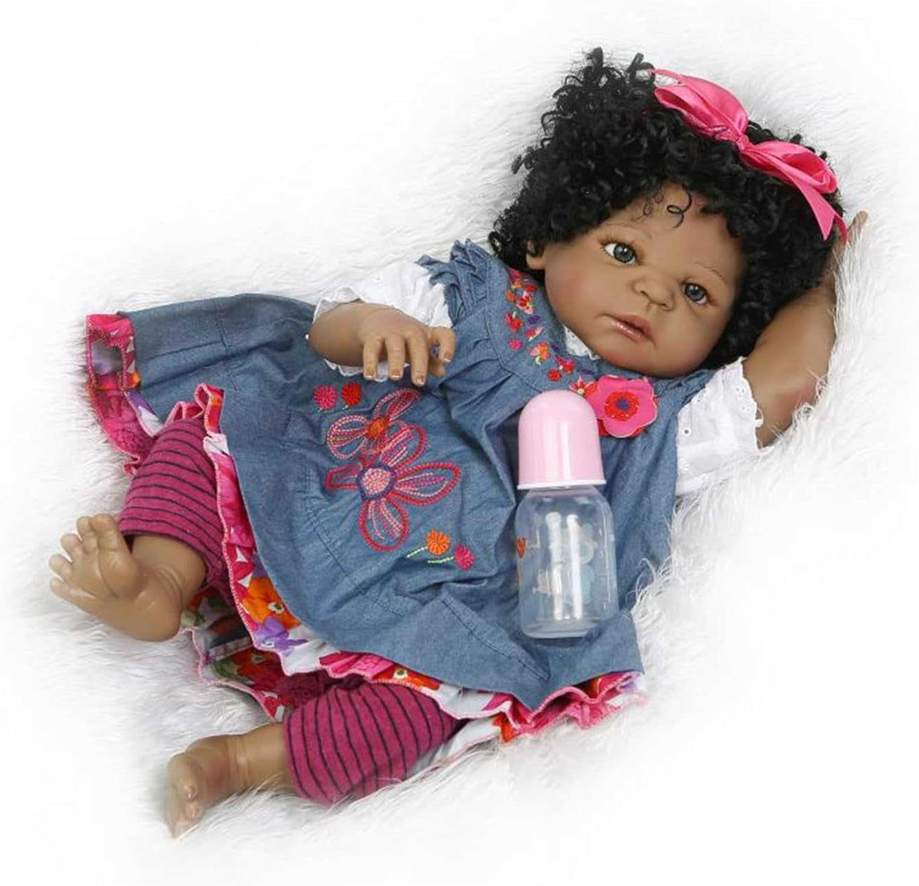 Black Reborn Baby Dolls Boys 23Inch Realistic Silicone Full Body Reborn Toddler Size Boy Washable Babys African American Dolls Black Lifelike Newborn Dolls Best Gifts