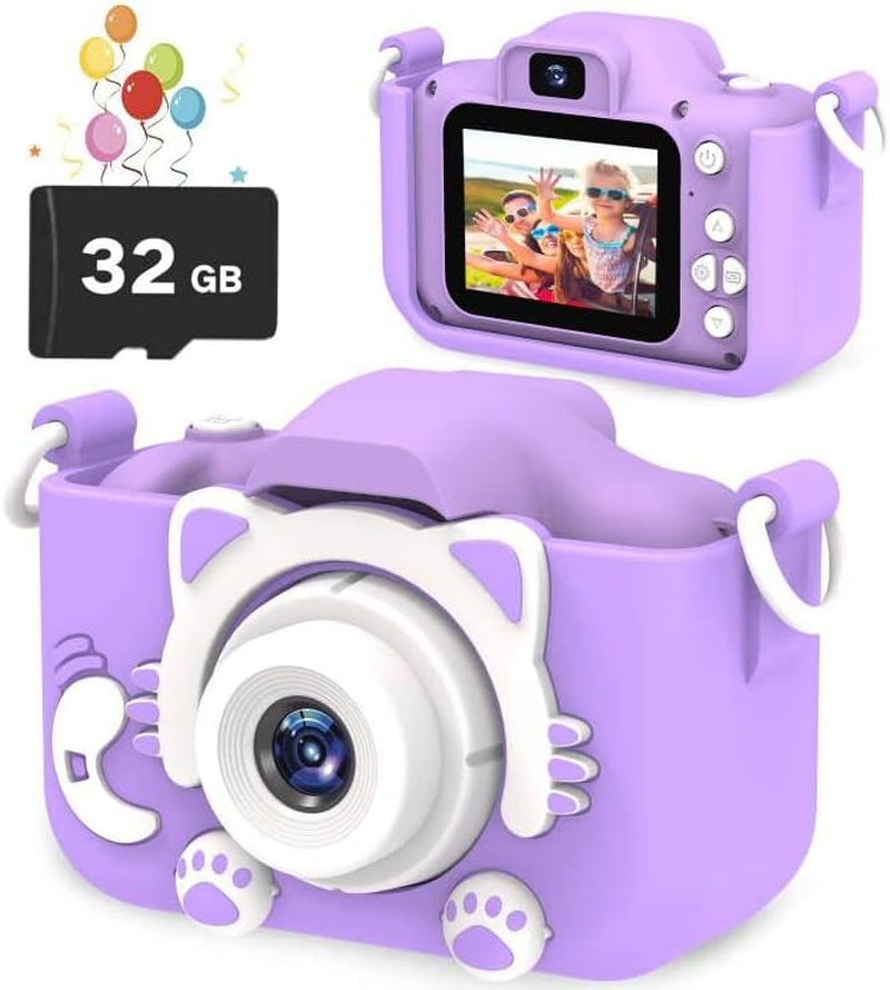 Kids Selfie Camera, Christmas Birthday Gifts for Boys Age 3-9, HD Digital Video Cameras for Toddler, Portable Toy for 3 4 5 6 7 8 Year Old Boy&Girls with 32GB SD Card