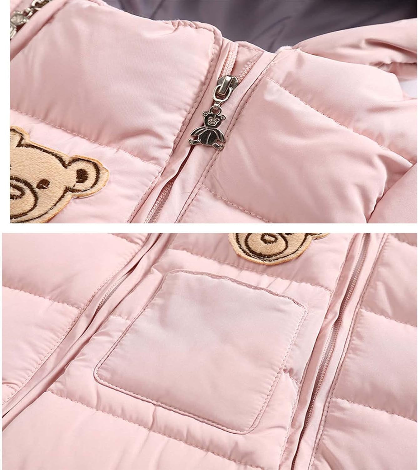 Cute Newborn Baby Girls Lightweight Romper Jumpsuit Winter Infant Pram Suit Snowsuit Little New Born Girl Double Zipper Coats Pink for 3-9 Months (M8)