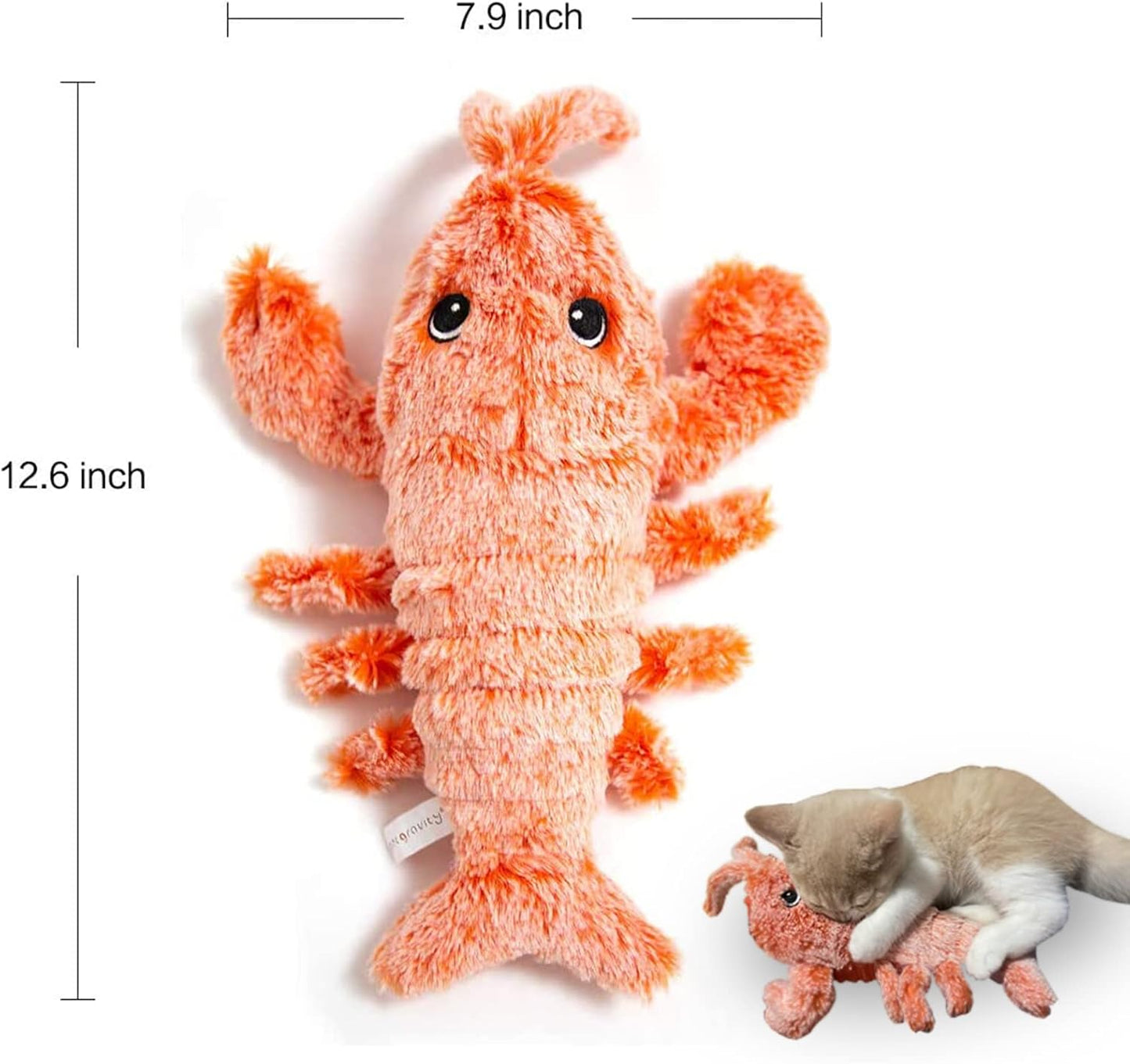 Catnip Toy Lobster Cat Fish Toy 12.6" USB Charge Electric Moving Fish Cat Toys Realistic Flopping Fish Funny Plush Interactive Pet Toys for Indoor Cats