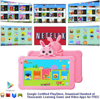 Kids Tablet Android Tablet for Kids 7 Inch Wifi Toddler Tablet 32GB Quad Core Kids Tablets Support Bluetooth Camera Support Netflix Youtube Parental Control 4000Mah Boys Girls (Pink)