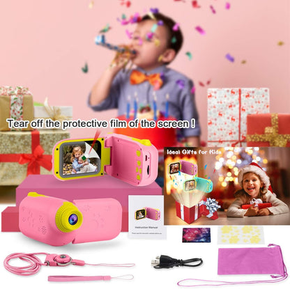 Kids Video Camera - Digital Camera Camcorder Birthday Gifts for Girls Age 3 4 5 6 7 8 9, Children Video Recorder for Toddler with 32GB SD Card - Light Pink