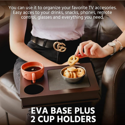 Sofa, Couch, Bed, TV and Lap Tray Table for Eating with EVA Base and 2 Cup Holders. Remote Control and Cellphone Holder. Arm Rest Organizer. (Brown/Tobacco)