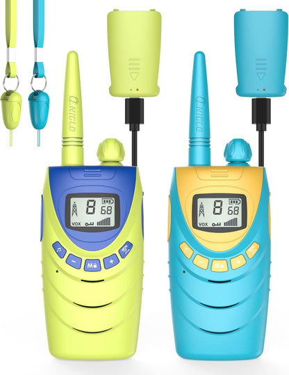 Rechargeable Walkie Talkies for Kids, 22 Channels and 2 Miles Walkie Talkies for Kids, VOX Function& Clear Sound Kids Walkie Talkies, Ideal Outdoor Camping Toys for Kids Age 3+