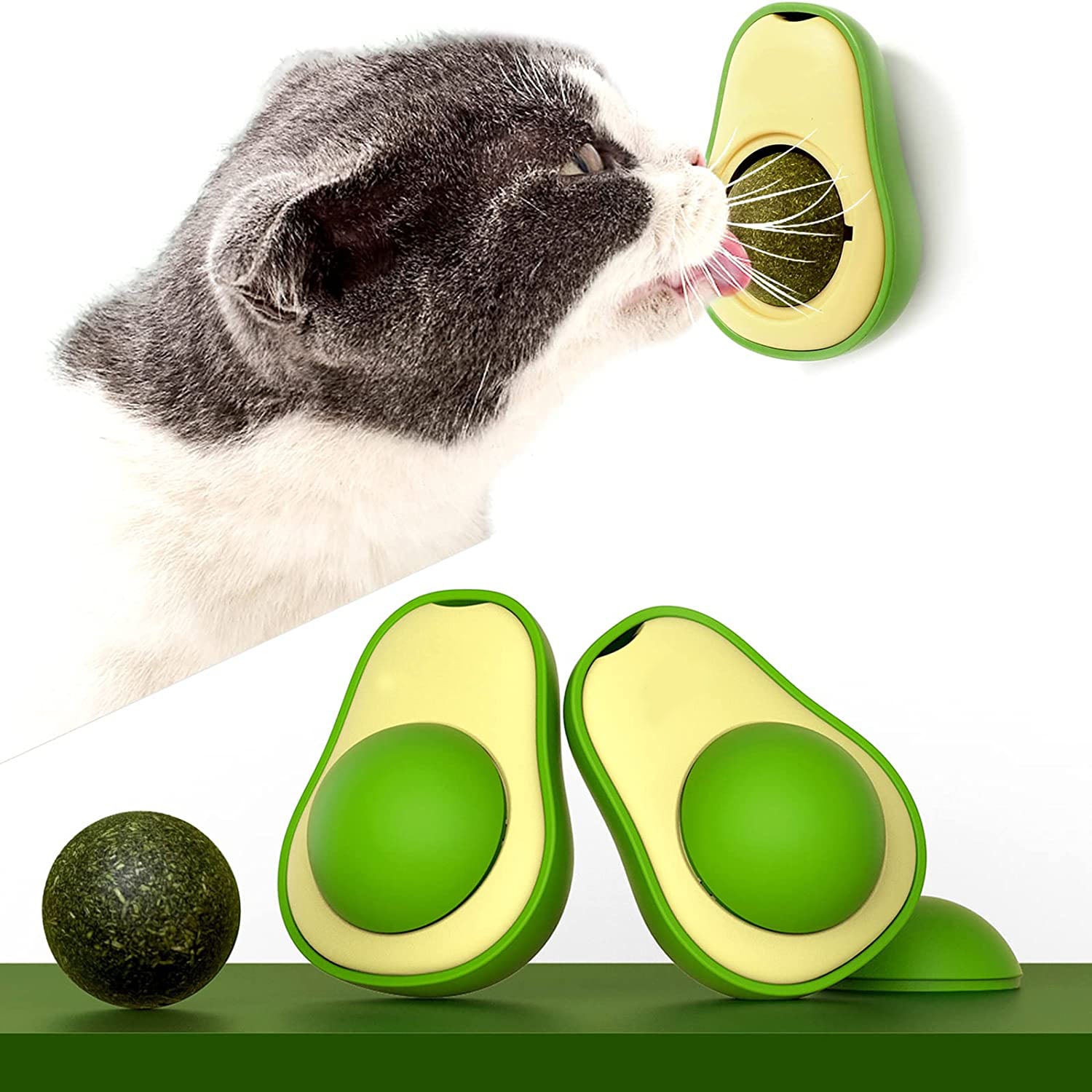 Cute Avocado Catnip Toys Cat Teeth Cleaning Toy Cat Supplies Catnip Mini Cat Treat Toys Interactive Pet Toys Pet Products Pet Avocado Ball Cute Funny Mint Cleaning Teeth Toy for Cat Supplies