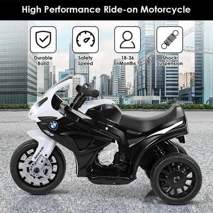 Kids Ride on Motorcycle, 3 Wheel Kids Motorcycle W/Training Wheels, Head Light, Music Mode & Cool Appearance, 6V Battery Powered Electric Ride on Motorcycle for Boys & Girls (Black)