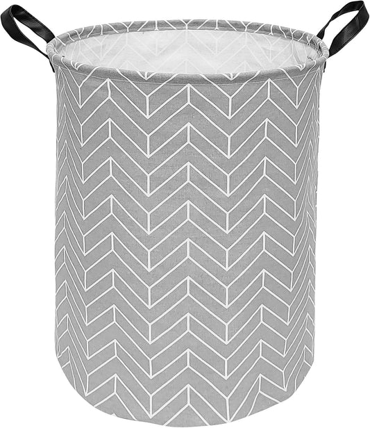 19.7 Inches Large Laundry Basket Waterproof round Cotton Linen Collapsible Storage Bin with Handles for Hamper Kids Room,Toy Storage(Geometric)