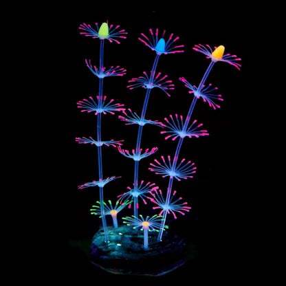 Glowing Aquarium Decorations 4(PCS) Silicone Fish Tank Decorations for Beautifying Fish Aquarium Accessories Glowing Silicone Plant Orange 7.4 Oz